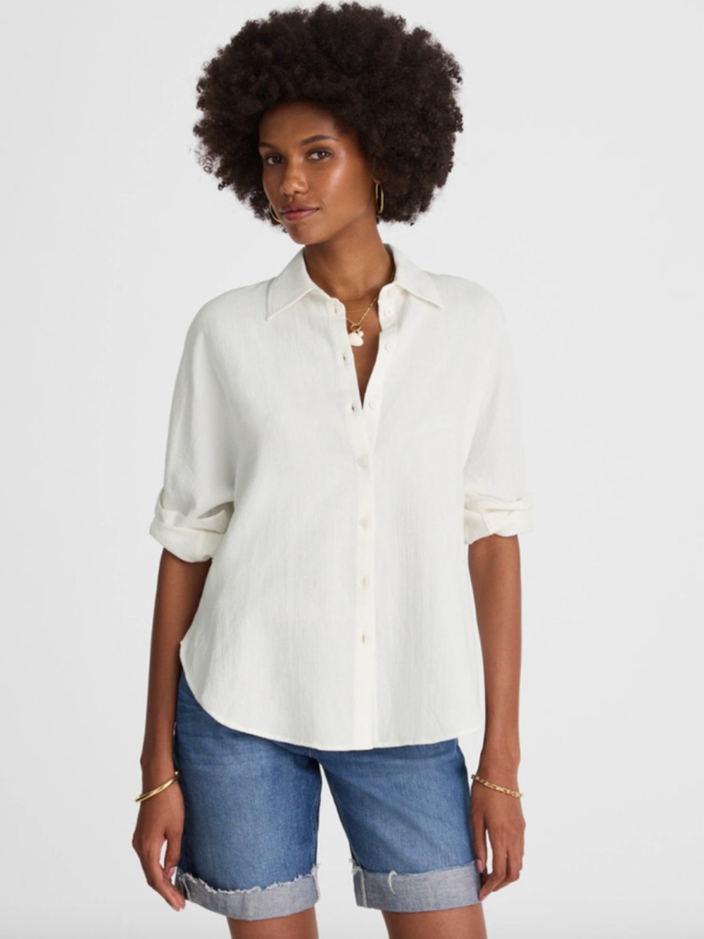 Madewell NWT Cotton Double Gauze Oversized Shirt Size Medium in White